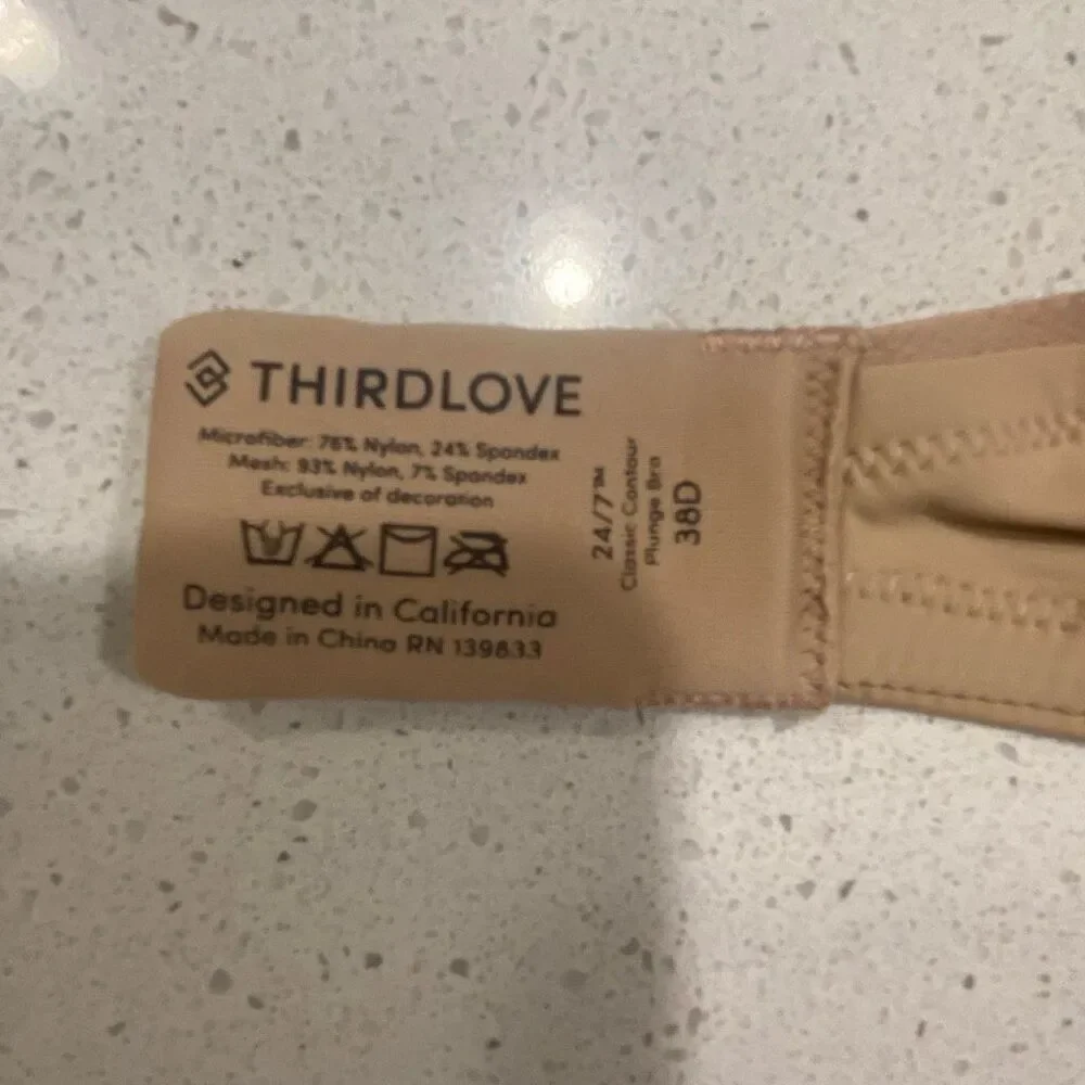 ThirdLove bra classic contour, plunge bra, size 38D